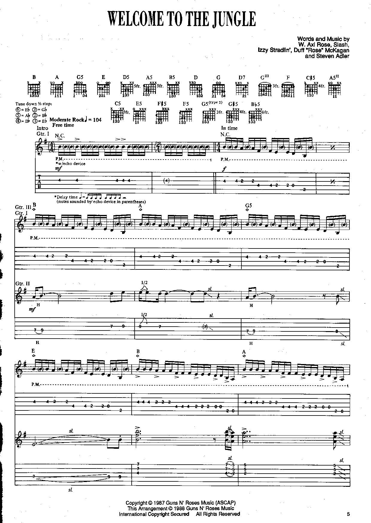 welcome to the jungle bass tab pdf