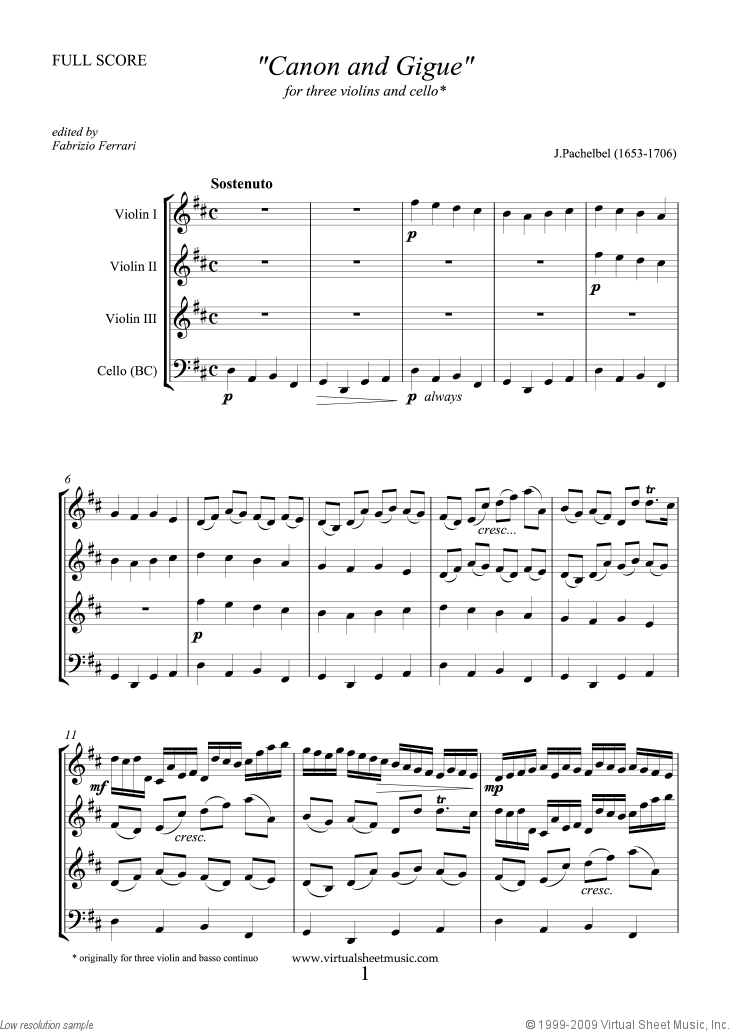 pachelbel canon in d sheet music pdf