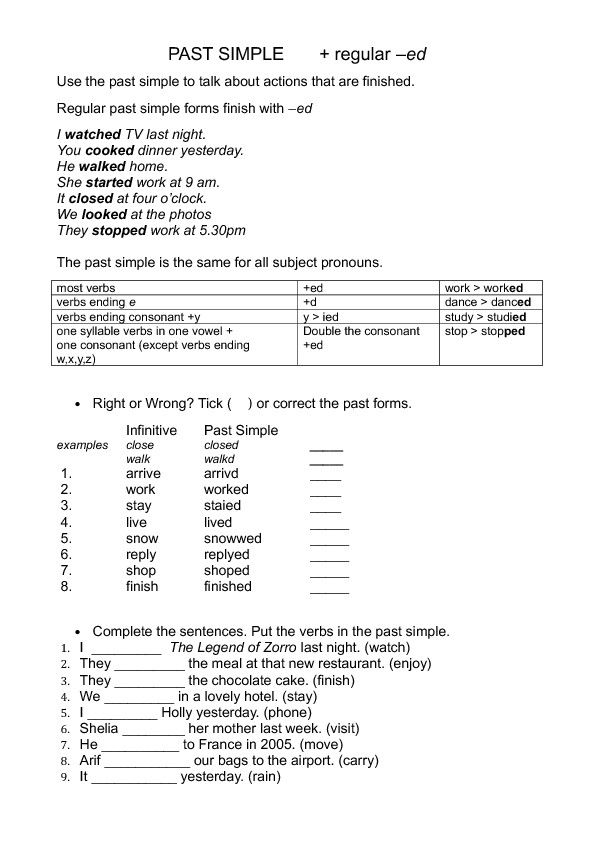 verb to be past simple exercises pdf