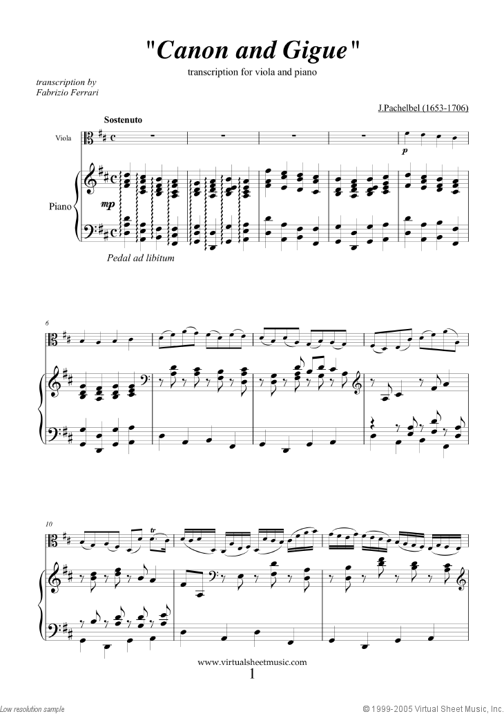 pachelbel canon in d sheet music pdf