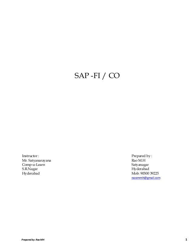 sap fico notes by satyanarayana pdf