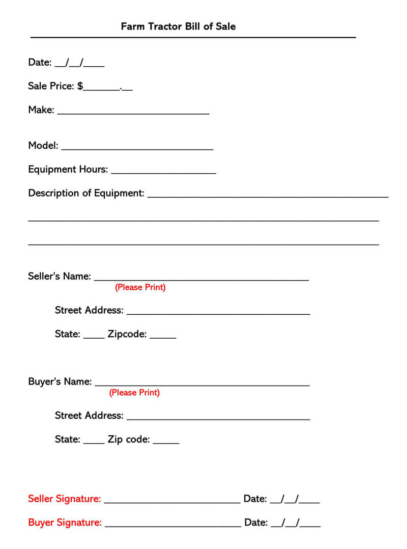 free bill of sale form pdf