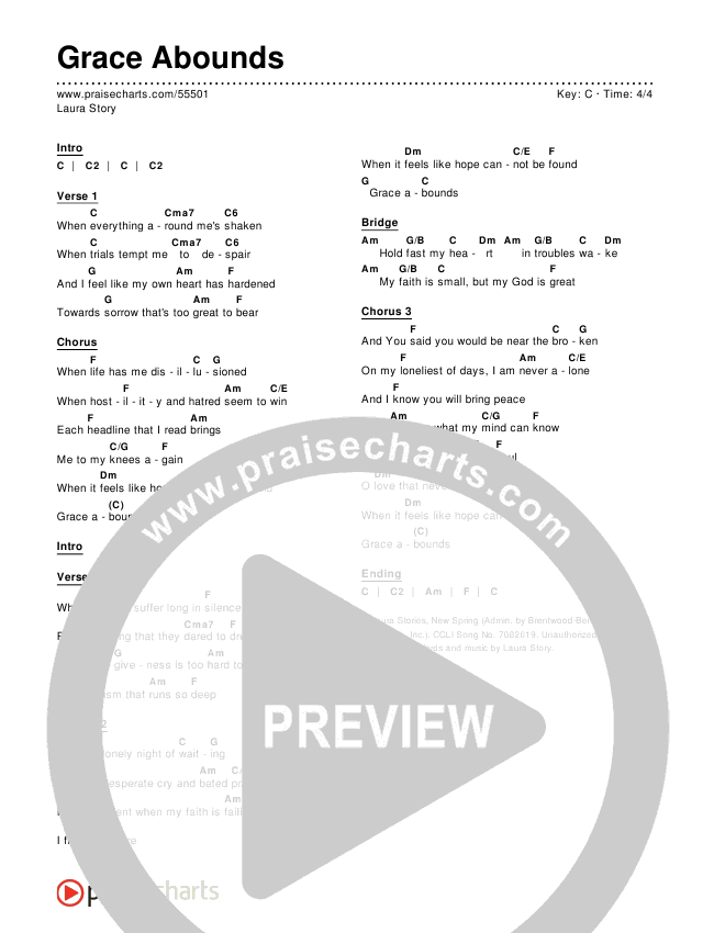 grace laura story music sheet pdf