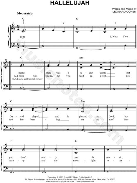 hallelujah easy piano free pdf